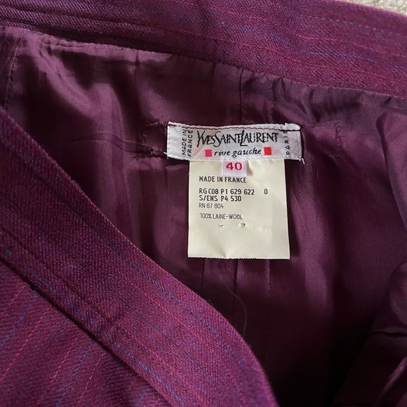 Vintage YVES SAINT LAURENT YSL fine wool pinstriped skirt suit size 40 medium 8 - Picture 11 of 16